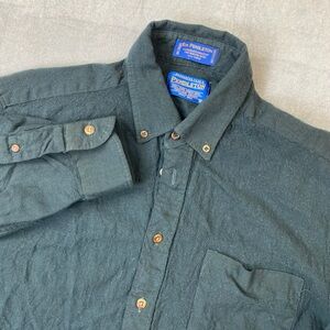 VTG Pendleton Sir Pendleton Wool Button Up Shirt Green Mens Size M